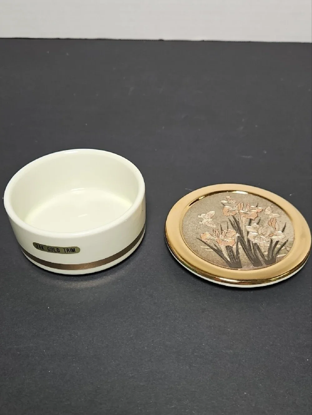 Vintage Art of Chokin lidded porcelain trinket box